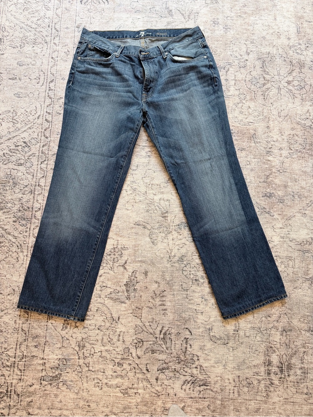 7 For All Mankind Men's Relaxed Jeans in Dark Blue Wash